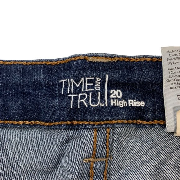 Time and Tru Rose Gold Button Fly Jean Shorts Plus Sz 20 High Rise Blue Stretch - Picture 4 of 12